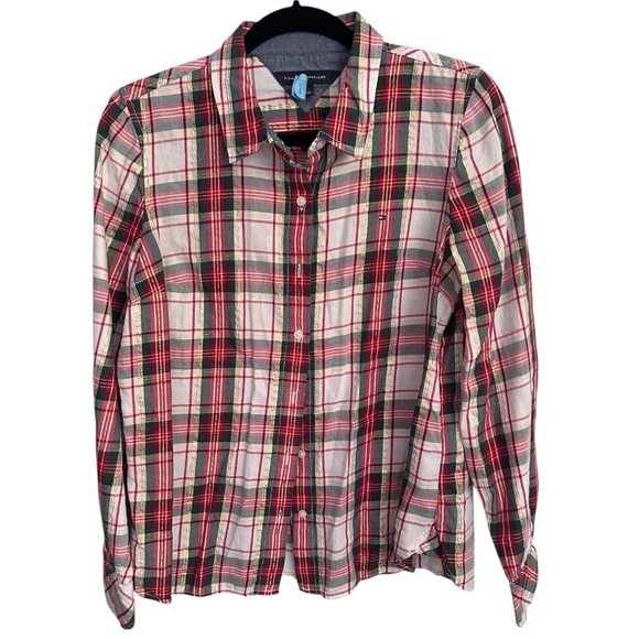Tommy Hilfiger Red and White Relaxed long Sleeve Shirt medium - Picture 3 of 5